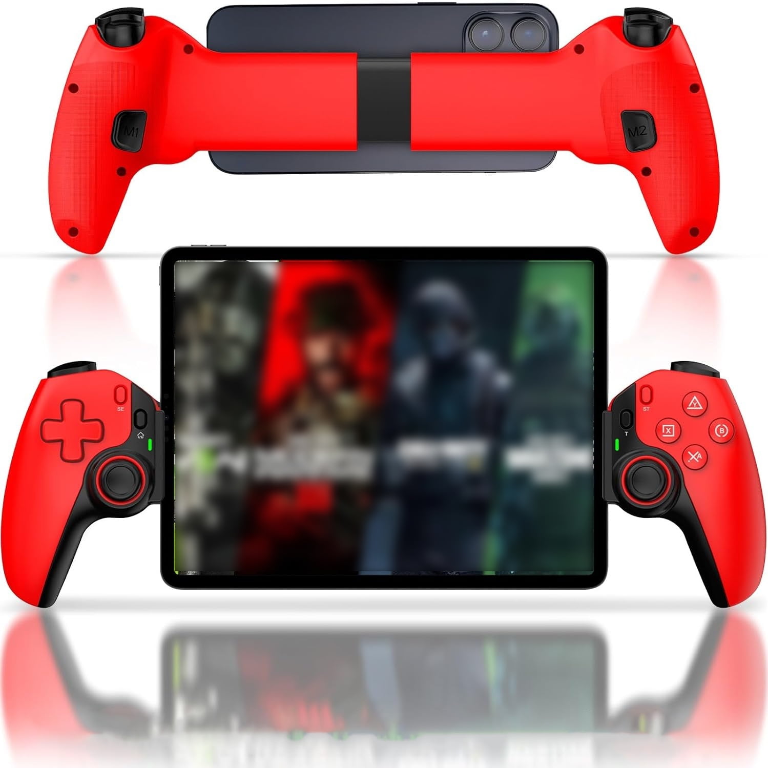 Genérico - Mando De Juego Inalámbrico Compatible Con Iphone/ipad/android/tablet/xbox Cloud/switch/ps4/ps Remote Play, Con 2 Botones Traseros, Hall Rocker, Hall Trigger, Tamaño Ajustable 130-280mm-rojo