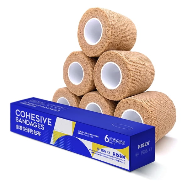 Vendaje Cohesivo De 5 M X 5 Cm 6 Rollos Envoltura Autoadhesiva