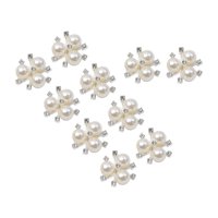 Magideal - 10 Unids Botones De Perla Broche De Diamantes De Imitación Botones Diy Craft Flatback Rhinestone Beads Botones Para Zapatos Suministros Boda Nupcial Argén