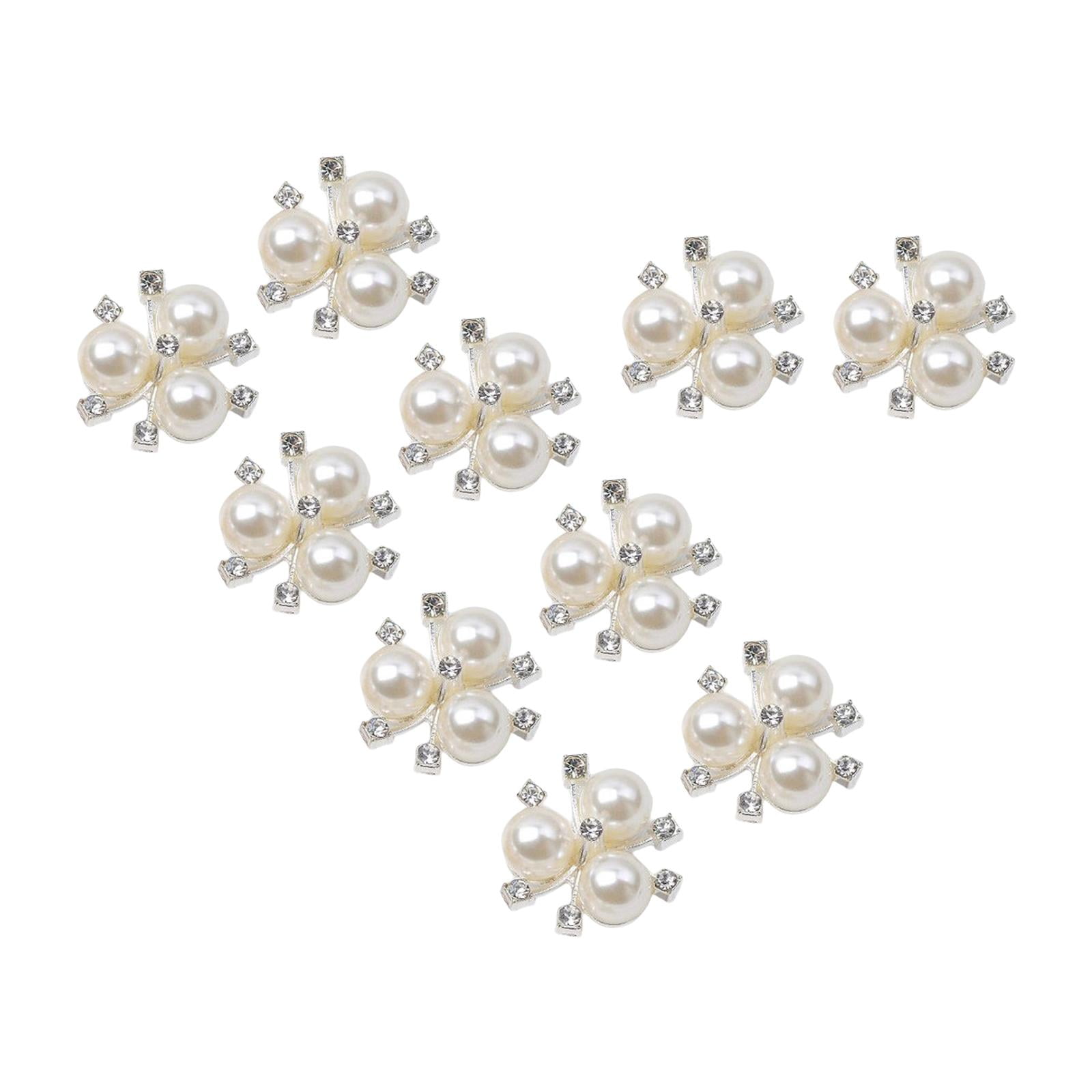 Magideal - 10 Unids Botones De Perla Broche De Diamantes De Imitación Botones Diy Craft Flatback Rhinestone Beads Botones Para Zapatos Suministros Boda Nupcial Argén