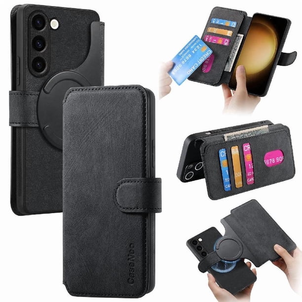 Funda Billetera Magnética para Samsung Galaxy S23 Soporte Tarjetas Desmontable Negro