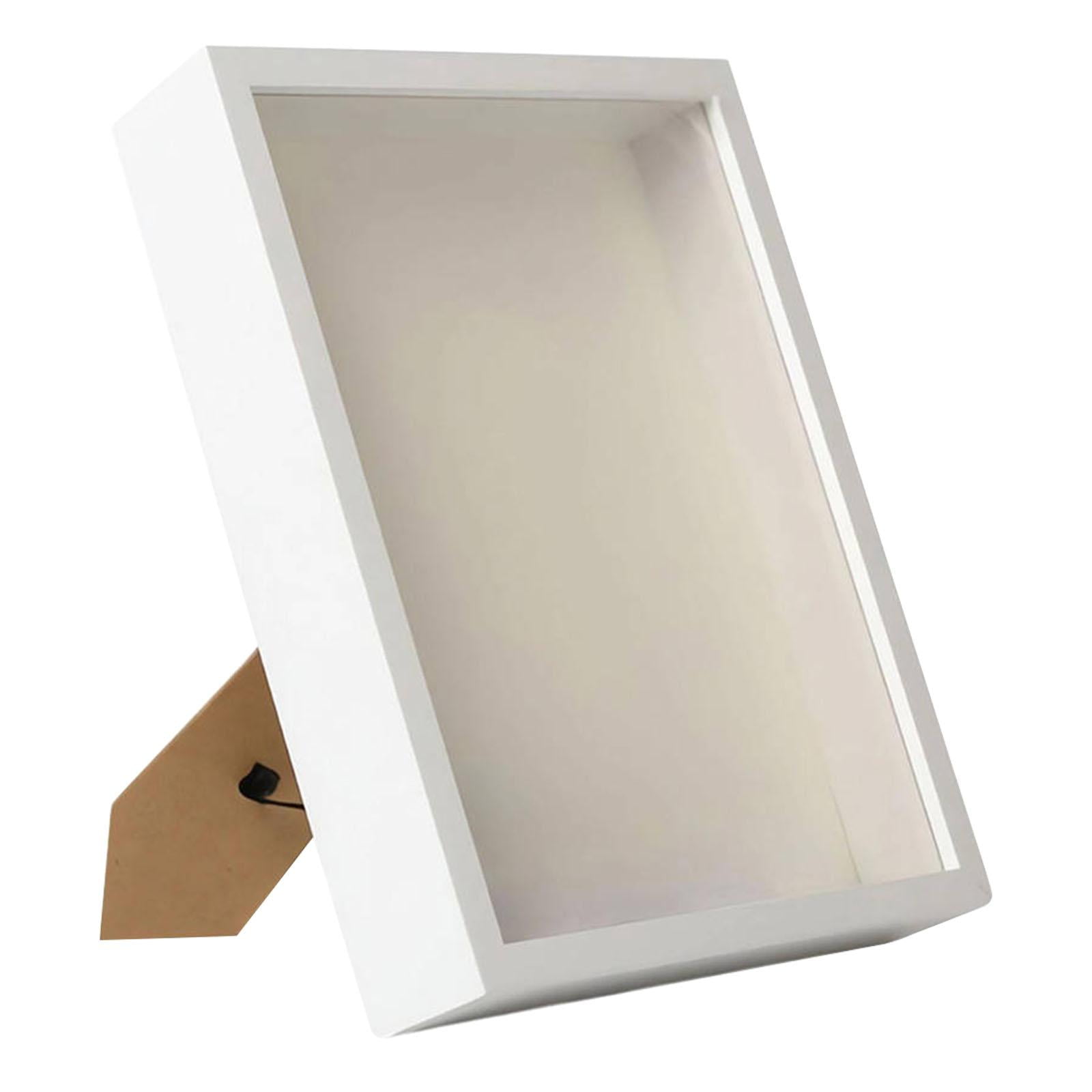 Magideal - Caja De Sombra Portarretratos, Colección De Marcos De Fotos Decorativos, Caja De Presentación Para Regalos Diy, Entradas, De Arte, Medallas, Flo Blanco