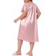 thumbnail image 4 of Agnes Orinda Camisón de Satén para Mujer Talla Grande de Escuela o Universidad con Cuello Cuadrado, Mangas Cortas, Suelto y Sedoso, de Largo Medio, con Lazo, Talla 3X, Rosa, 4 of 8