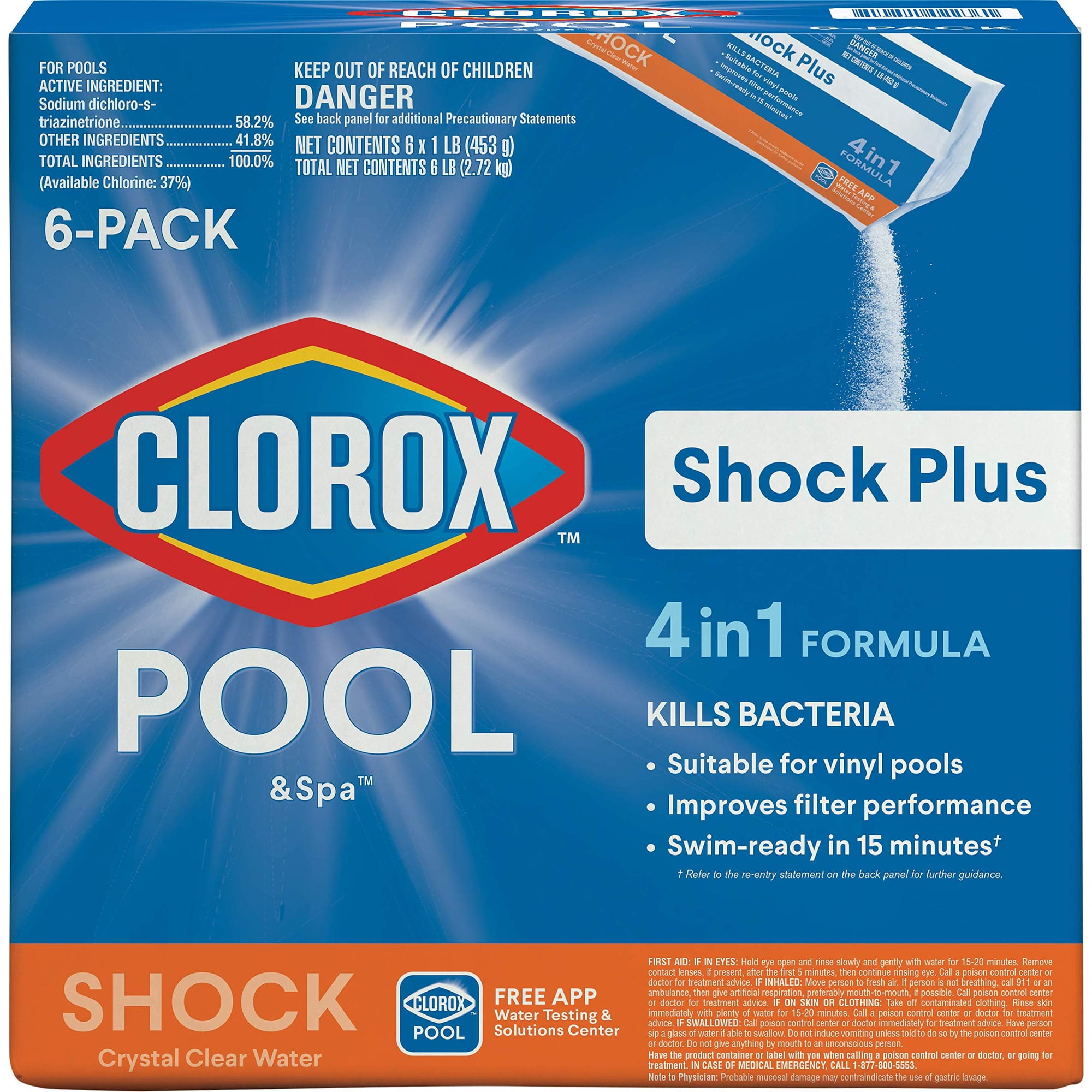 Pool Shock Clorox Pool&spa Shock Plus 4 En 1 Para Piscina De Vinilo