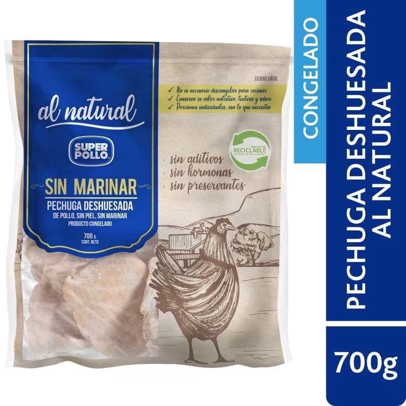 Pollo Pechuga Deshuesada Sin Marinar Congelada 700 g Super Pollo