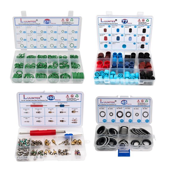 Kit de reparación de aire acondicionado para coche Luumtee, juego de 4 unidades, 494 piezas, juntas tóricas, sellos, núcleo de válvula