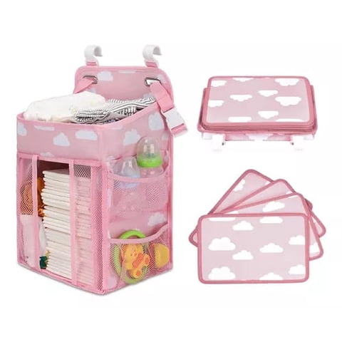 Partyglobos - Organizador Cambiador Pañales Para Cuna Carrito De Pañal Rosa