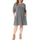 thumbnail image 2 of Vestido de Punto para Mujer de Talla Grande Agnes Orinda Cuello Redondo Manga Larga Decoración de Botón Casual Otoño Invierno Túnica Mini Vestidos con Bolsillos 4X Gris, 2 of 6