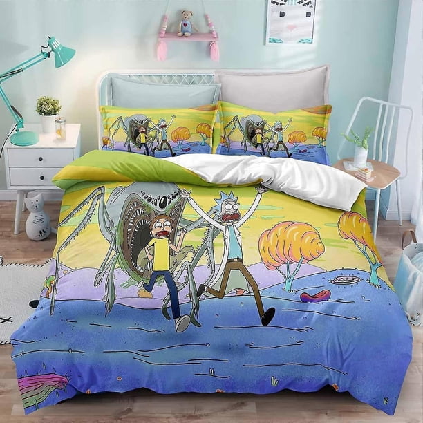 Cartoon Duvet Cover Set,Anime Bedding Set,Ric-k3-Piece Multiple sizes available to bring you wath, case