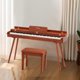 thumbnail image 2 of Banco de piano AODSK para teclado de madera maciza con cojín, color marrón, 2 of 7
