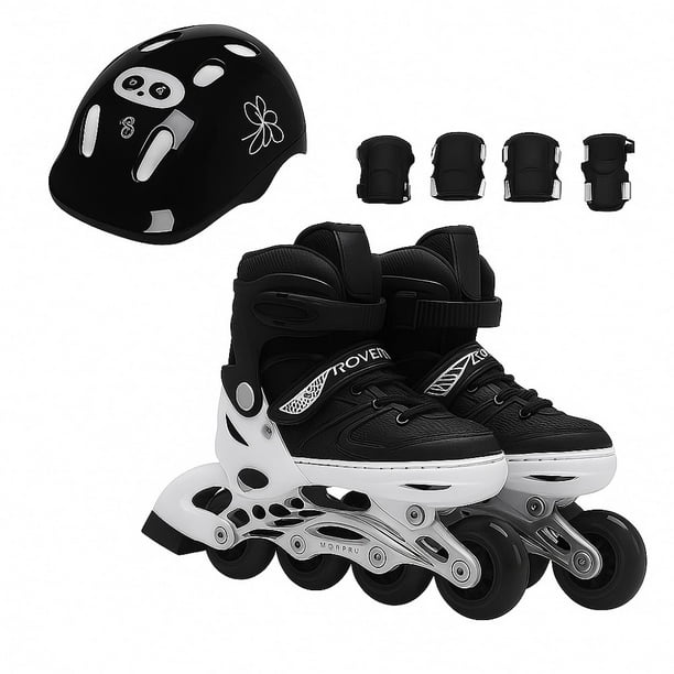 Patines Lineales Ajustables Con Luz+kit De Protección Niños