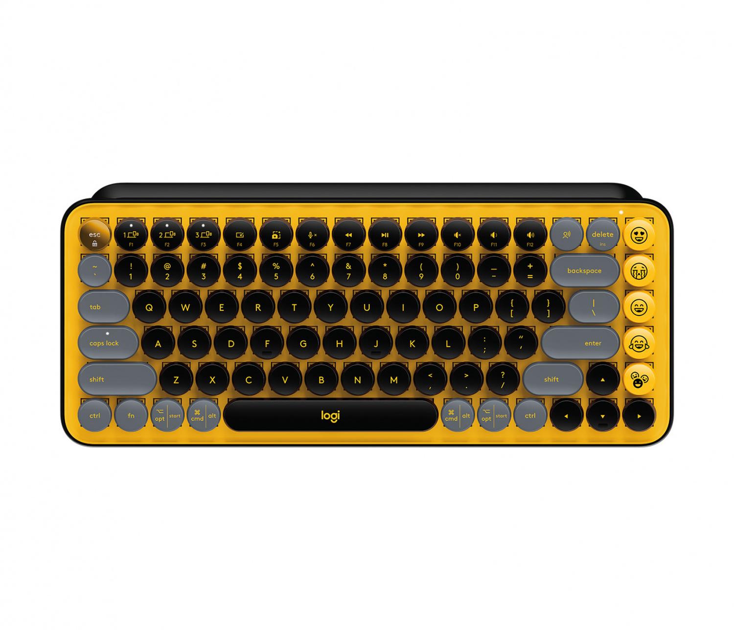 Teclado Mecanico Logitech Pop Keys Black Yellow Con Emojis Negro