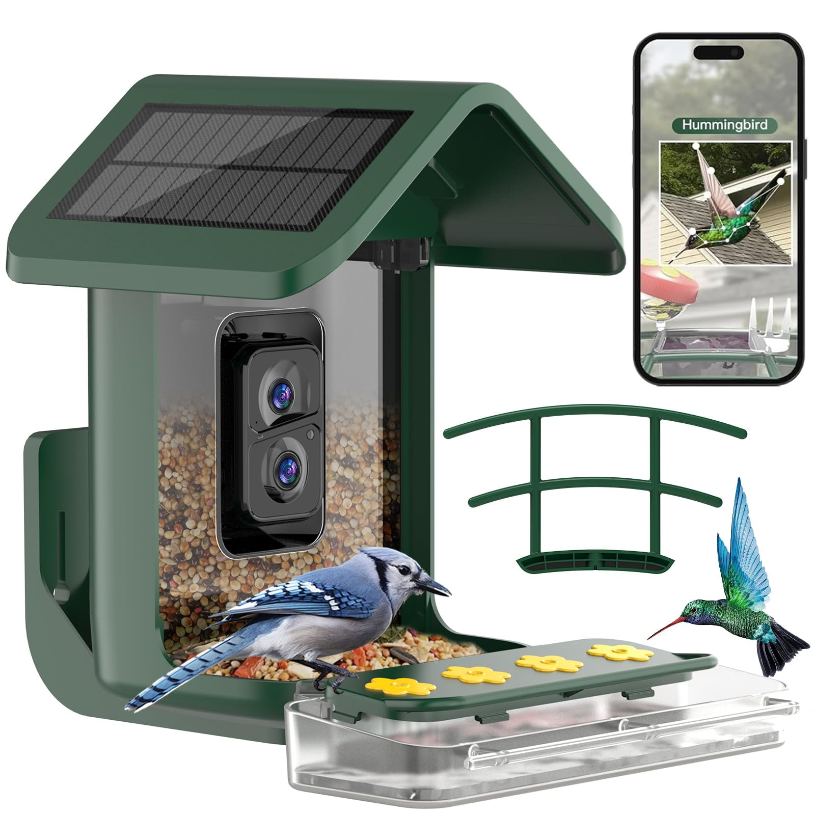 Comedero Para Pájaros Con Cámara, Alimentado Por Energía Solar, Smart 2k Wifi, Onlyfly