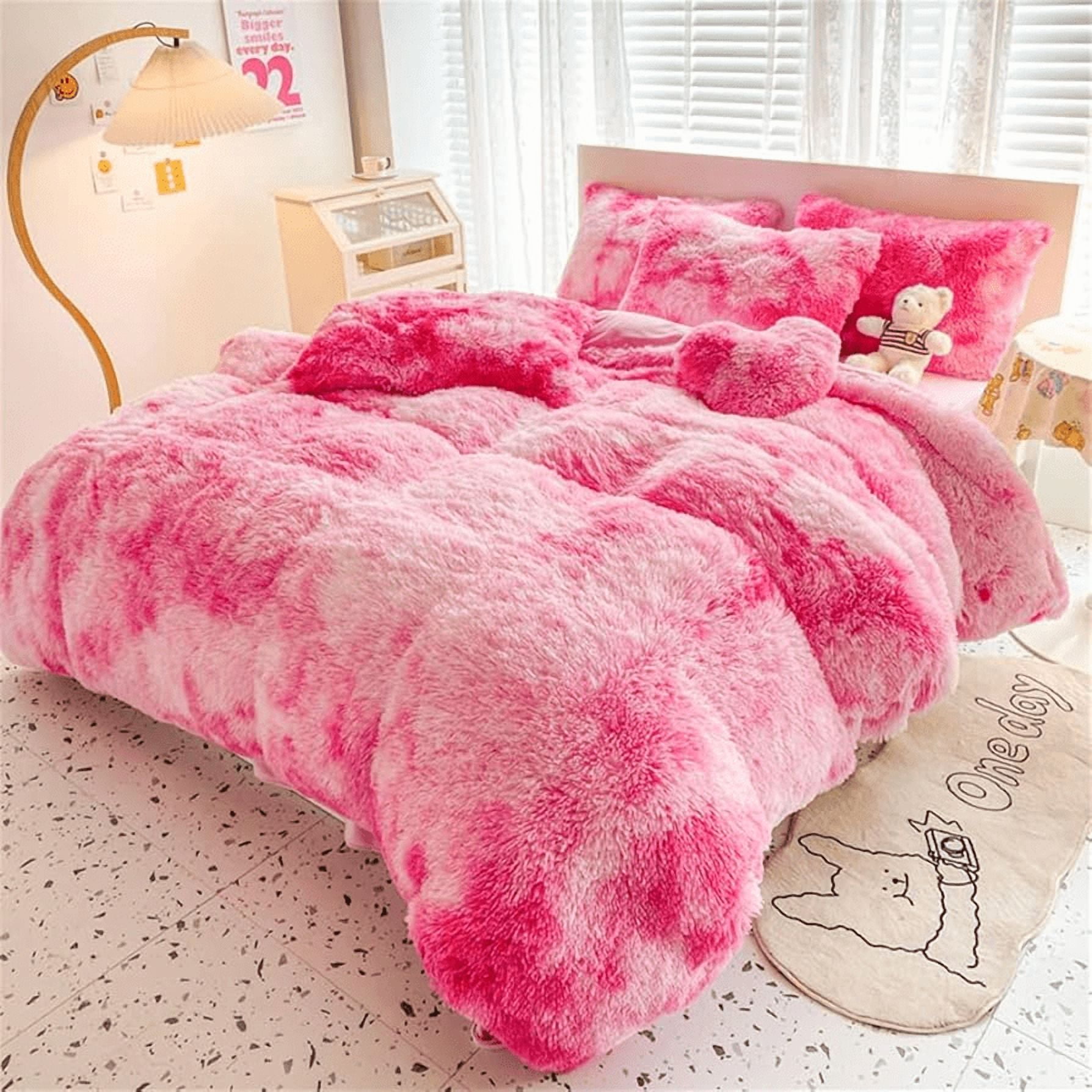 Genérico - Cobertor Chiporro Peludo 2 Plazas Fucsia Jaspeado