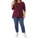 thumbnail image 2 of Agnes Orinda Conjuntos de Halloween Camisetas de Mujer Tallas Grandes Costuras Expuestas Abertura Lateral Dobladillo Alto Bajo Blusas Cuello Redondo Manga Larga Camiseta Casual 3X Burdeos, 2 of 6