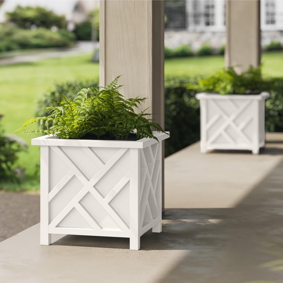 Macetero Exterior 39 X 39 X 42 Cm Blanco Paquete De 2