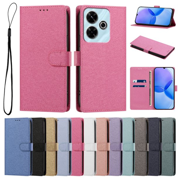 Cartera para Xiaomi Redmi 13 con Soporte y Correa, Rojo Rosa