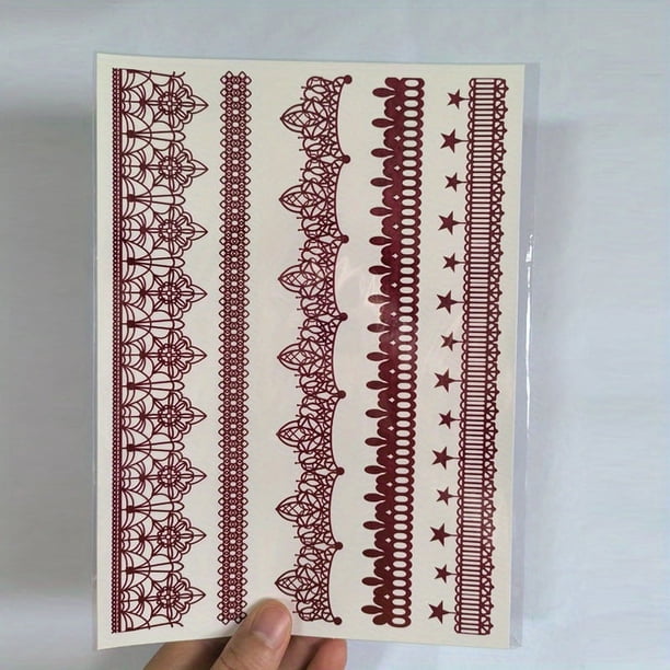 1 sheet Waterproof and Sweatproof Temporary Tattoo Sticker for Women - Lace Hollow Pattern Design