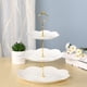 thumbnail image 2 of Soporte para cupcakes de 3 niveles, soporte para postres, bandejas para galletas, bandeja de plástico para servir postres para fiestas de cumpleaños en casa, color blanco, 2 of 5