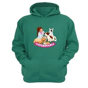Genérico - Polerón Canguro Veterinaria Verde Aguamarina Talla Xs Unisex