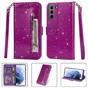 Funda Para Foxdock Elegante Funda Samsung Galaxy S21 5G Glitter Con Cremallera-Ideal Para El Uso Diario