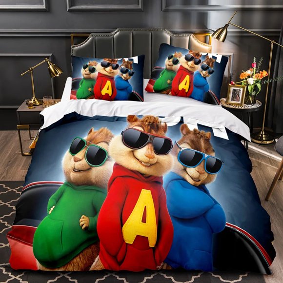 Chipmunk Alvin Bedding Set,Duvet Cover Comforter Bed Set Quilt Cover Pillowcase, Boys Girls Adults Bed Sheets