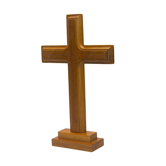 Crucifijo De Cruz De Pie De Madera Tallada Con Soporte Jesucristo Altar Hecho A Mano
