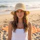 thumbnail image 4 of INSPIRE CHIC Sombrero de Paja con Cuentas de Madera Coloridas para Mujer, Plegable, Sombrero de Playa de Ala Ancha para Fiesta de Viaje Talla Única Blanco Crema, 4 of 5