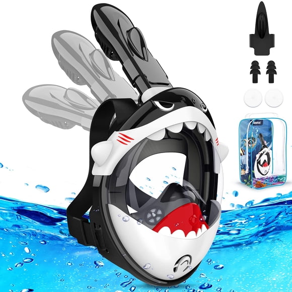Máscara de snorkel para niños Kkdi de cara completa, plegable, vista HD de 180°