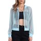 thumbnail image 1 of INSPIRE CHIC Chaqueta con puños acanalados para mujer Sudadera con capucha Chaqueta bomber de malla M Azul claro, 1 of 6