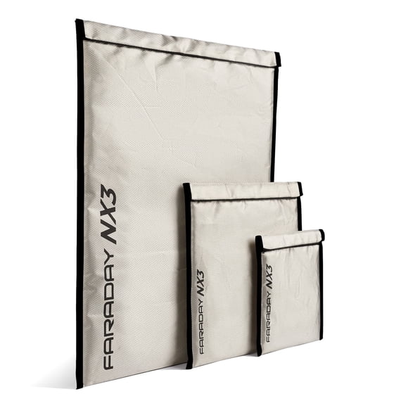 Faraday Defense NX3 - Paquete de 3 bolsas Faraday de tela cibernética
