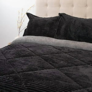 Genérico - Cubrecama Doral 1.5 Plaza Sherpa Color Negro