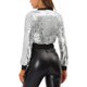 thumbnail image 3 of INSPIRE CHIC Chaqueta Bomber Recortada con Cremallera y Lentejuelas Brillantes para Mujer S Plata, 3 of 6