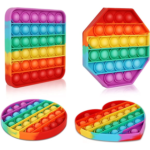 Juguete Antiestrés Pop It Arcoíris Multiuso 4 Paquetes para Niños y Adultos