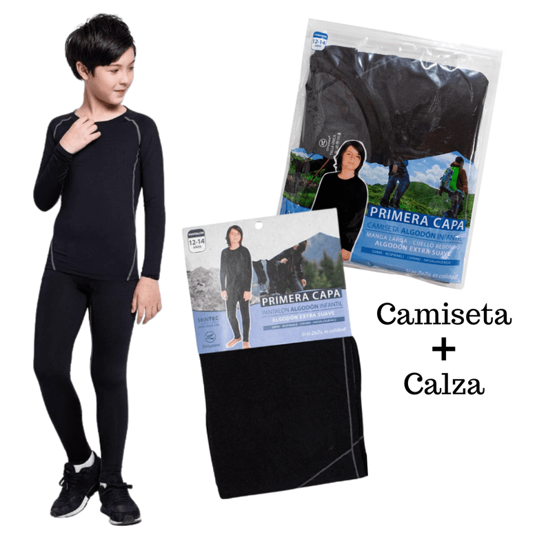 Genérico - Set Conjunto Camiseta Y Calza Primera Capa Niños Juvenil Invierno