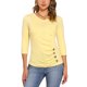thumbnail image 1 of INSPIRE CHIC Blusa Fruncida para Mujer de Regreso a Clases con Botones Decorativos Cuello en V Manga 3/4 Top de Punto Sólido Amarillo Claro L, 1 of 6