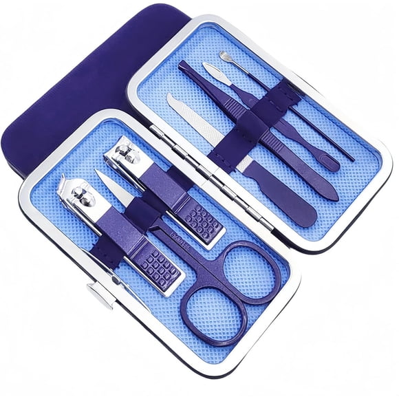 Set Manicure QURIPE 7 Piezas Acero Inoxidable Azul