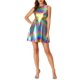 thumbnail image 2 of INSPIRE CHIC Vestido de Mujer Sin Mangas Cintura Alta Brillante Ajustado y Acampanado Mini Vestido Azul Púrpura M, 2 of 7