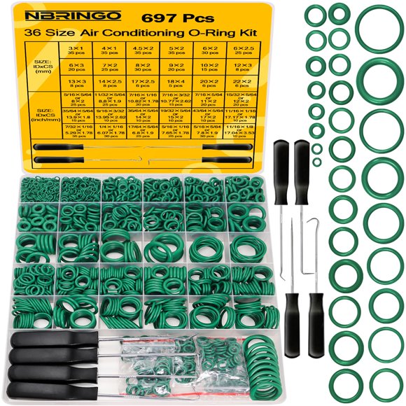 Kit de Juntas Tóricas NBRINGO 697 Piezas para Reparación de A/C de Auto