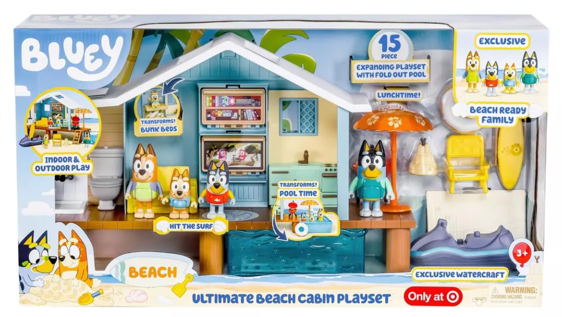 Playset Moose Toys Bluey Family & Friends Beach Cabin S9