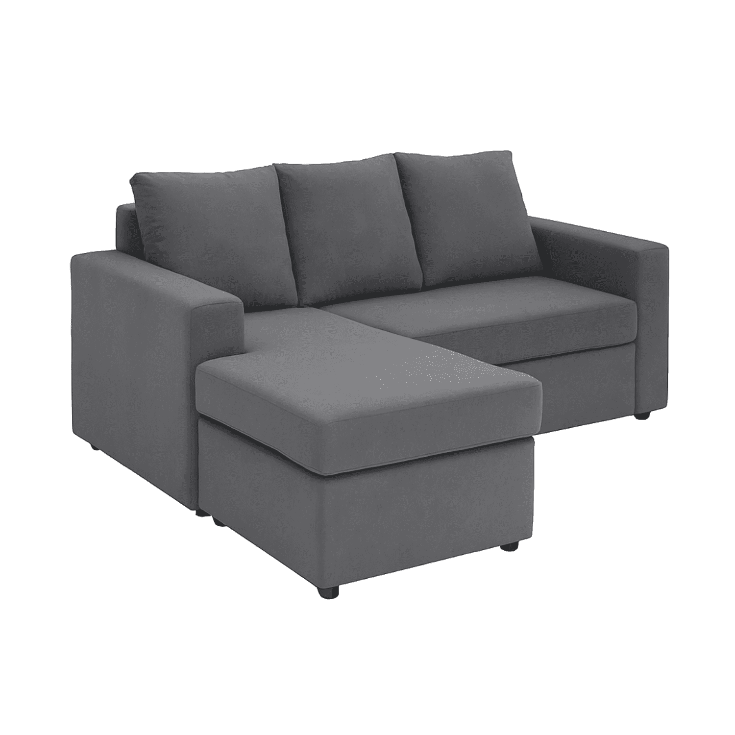 Mueblart - Sofá En L 2 Cuerpos Felpa Grs Oscuro