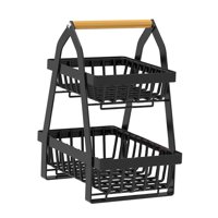 Bothyi - Cesta De Alambre Rectangular De Metal De 2 Niveles, Color Negro, Para Mostrador De Recepción De Cocina