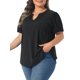 thumbnail image 4 of Agnes Orinda Blusas de Pascua para Mujer Tallas Grandes Cuello en V Bordado de Ojales Manga Abullonada Texturizada Moda Verano 2026 Blusa Casual Túnica 2X Negro, 4 of 6
