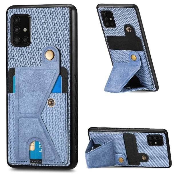 Funda Resistente para Samsung Galaxy A51 5G con Tarjetero y Soporte, Diseño Magnético Azul
