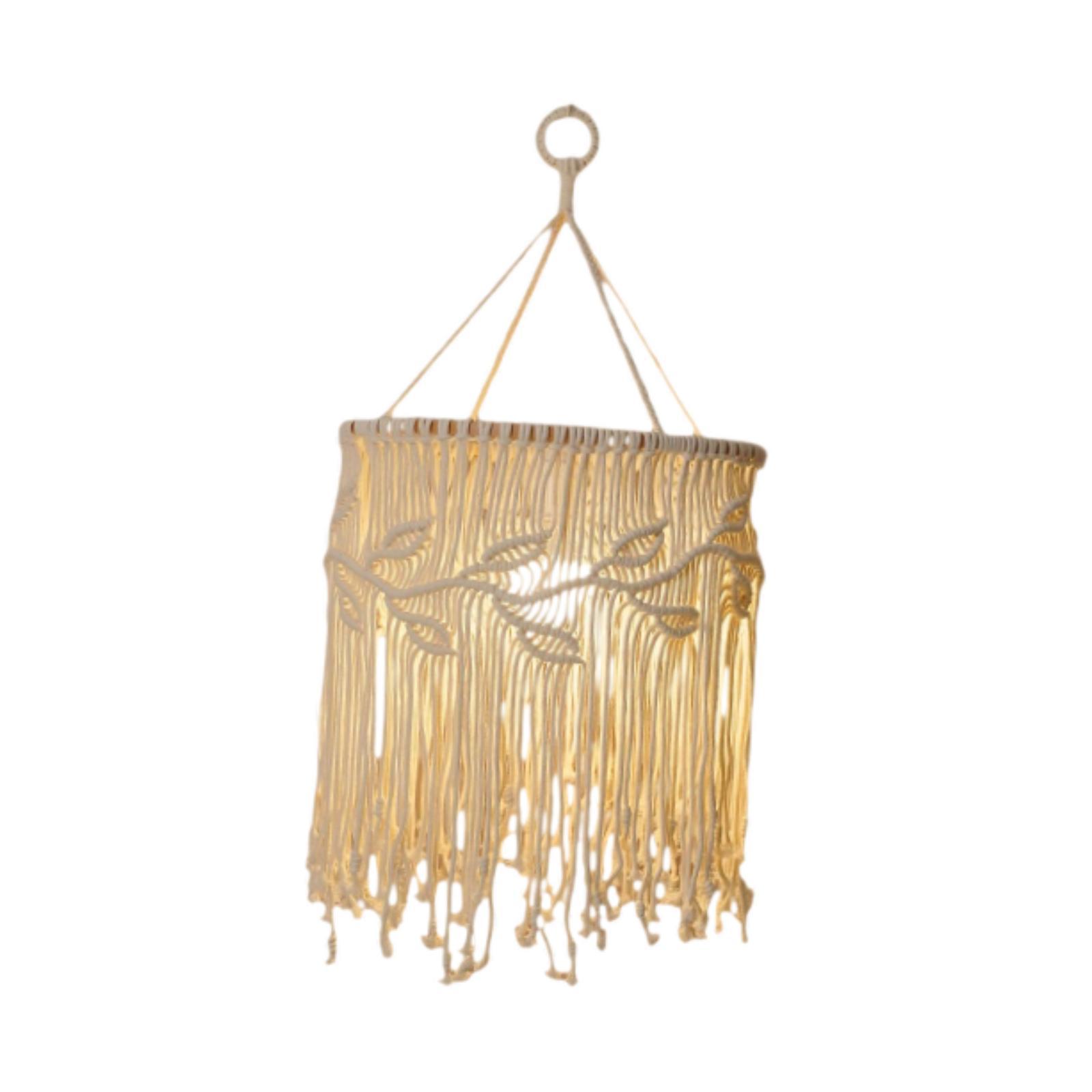 Magideal - Pantalla De Macramé, Cubierta De Lámpara Colgante, Decoración Colgante De Macramé Bohemio, Borla Colgante Para Sala De Estar, Baño, Oficina Y Dormitor Altura 65Cm