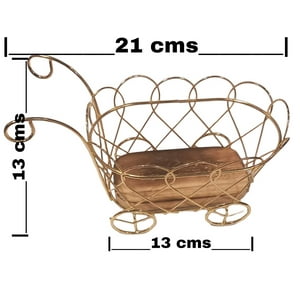 Mundo Eve - Carro Metálico Dorado Adorno Base Madera