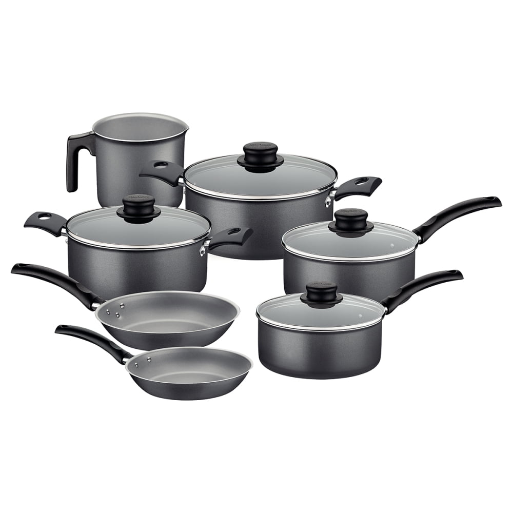 Batería De Cocina Juego Ollas Tramontina Turim 7 Pzas Negro