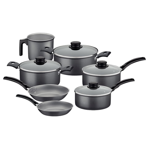 Batería De Cocina Juego Ollas Tramontina Turim 7 Pzas Negro