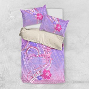 Milsleep - Juego De Cama San Valentín Tiburón Polinesio Dulce Versión Única Lt01