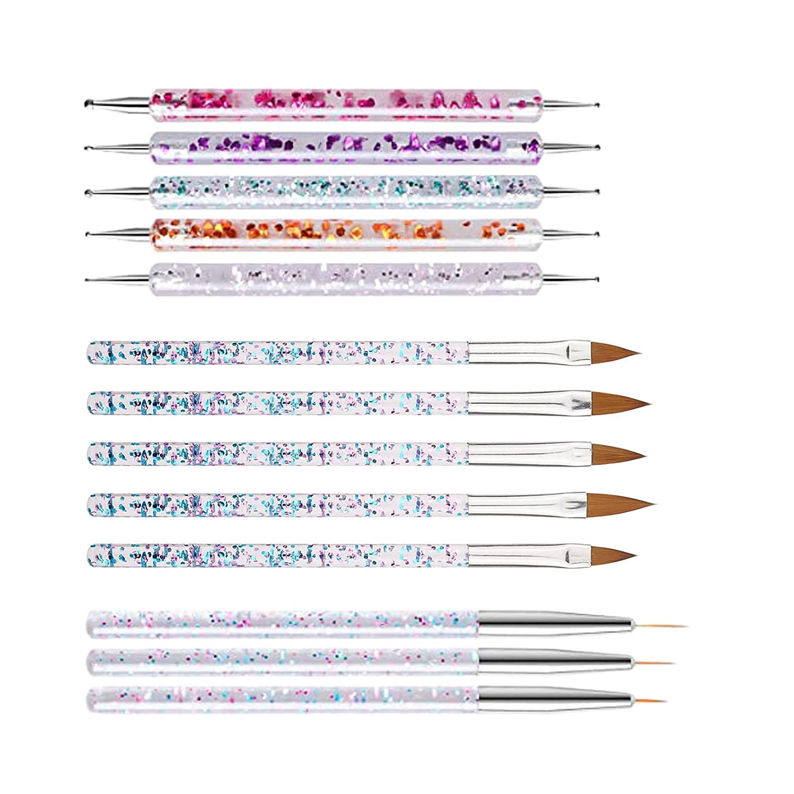 Magideal - Juego De 13 Brochas Para Decoración De Uñas, Brocha Para Delineador De Uñas, Brochas Para Pintar Uñas, Bolígrafos Para Puntear Uñas Para Salón De Uñas